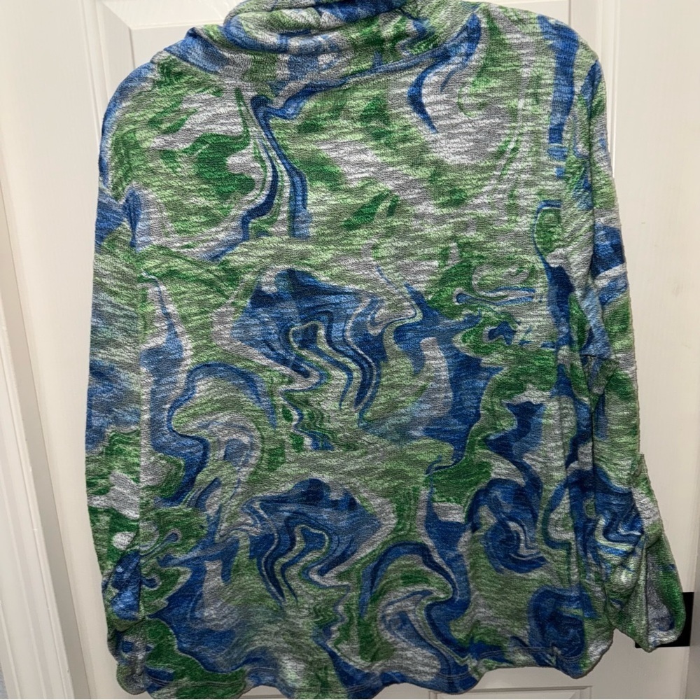 Ruby Rd. Green and Blue Patterned Hoodie - Picture 2 of 6